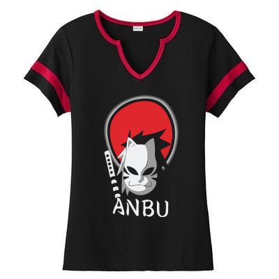 Funny Japanese Anime Ladies Halftime Notch Neck Tee