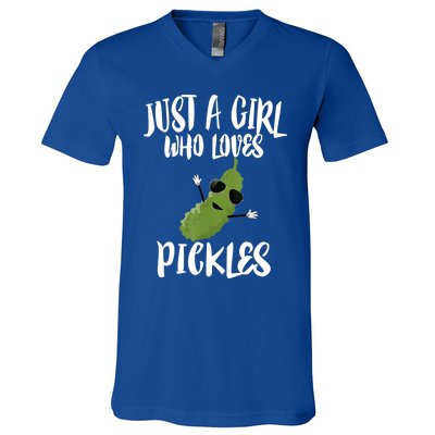 Funny Just A Girl Who Loves Pickles Gift Pickle Gift V-Neck T-Shirt