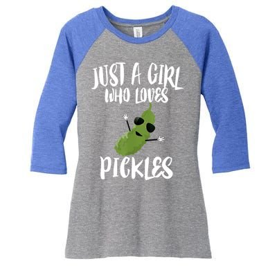 Funny Just A Girl Who Loves Pickles Gift Pickle Gift Women's Tri-Blend 3/4-Sleeve Raglan Shirt