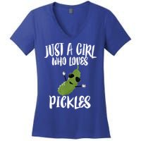 Funny Just A Girl Who Loves Pickles Gift Pickle Gift Women's V-Neck T-Shirt