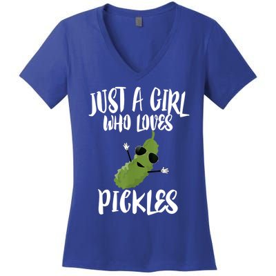 Funny Just A Girl Who Loves Pickles Gift Pickle Gift Women's V-Neck T-Shirt