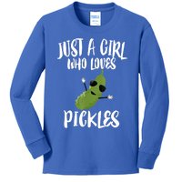 Funny Just A Girl Who Loves Pickles Gift Pickle Gift Kids Long Sleeve Shirt