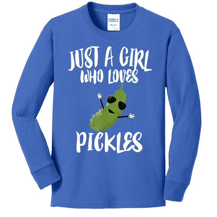 Funny Just A Girl Who Loves Pickles Gift Pickle Gift Kids Long Sleeve Shirt