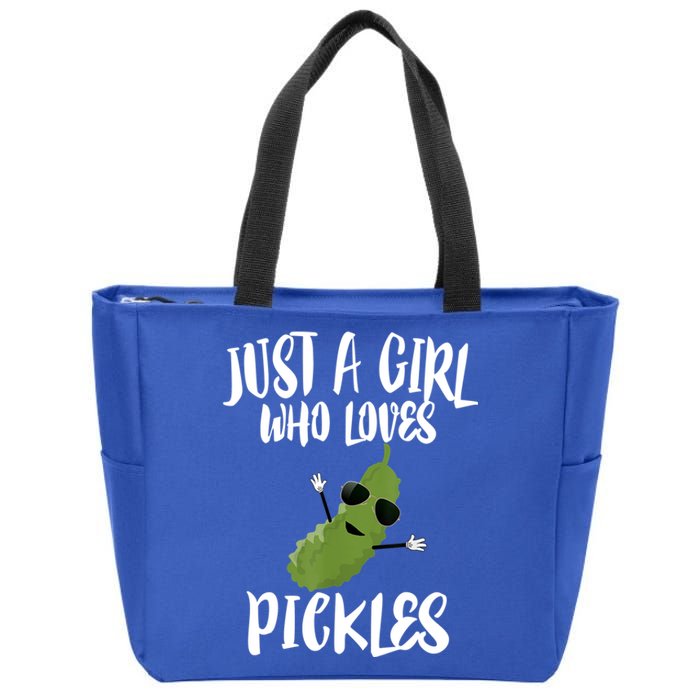 Funny Just A Girl Who Loves Pickles Gift Pickle Gift Zip Tote Bag