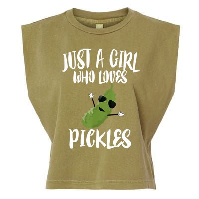 Funny Just A Girl Who Loves Pickles Gift Pickle Gift Garment-Dyed Women's Muscle Tee