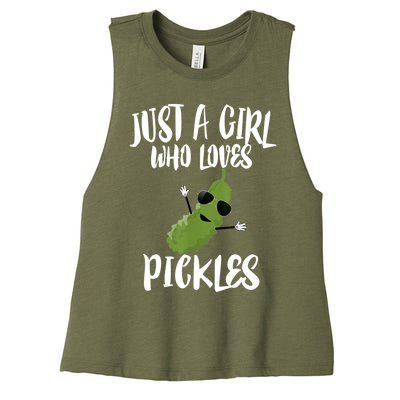 Funny Just A Girl Who Loves Pickles Gift Pickle Gift Women's Racerback Cropped Tank