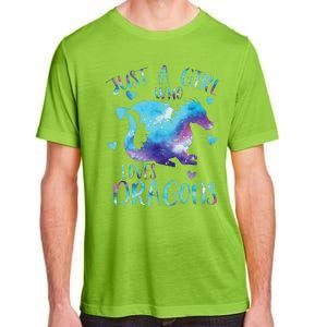 Funny Just A Girlss Who Loves Dragons Galaxy Space Dragon Cute Girlss Adult ChromaSoft Performance T-Shirt