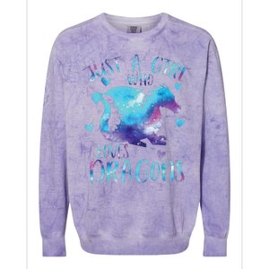 Funny Just A Girlss Who Loves Dragons Galaxy Space Dragon Cute Girlss Colorblast Crewneck Sweatshirt