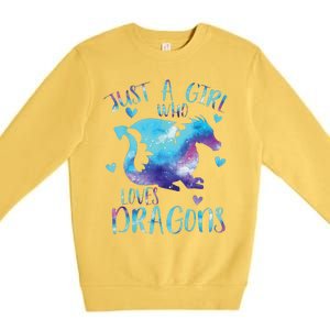 Funny Just A Girlss Who Loves Dragons Galaxy Space Dragon Cute Girlss Premium Crewneck Sweatshirt