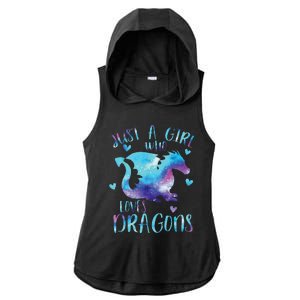 Funny Just A Girlss Who Loves Dragons Galaxy Space Dragon Cute Girlss Ladies PosiCharge Tri-Blend Wicking Draft Hoodie Tank