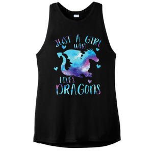 Funny Just A Girlss Who Loves Dragons Galaxy Space Dragon Cute Girlss Ladies PosiCharge Tri-Blend Wicking Tank