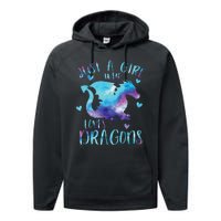 Funny Just A Girlss Who Loves Dragons Galaxy Space Dragon Cute Girlss Performance Fleece Hoodie