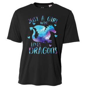 Funny Just A Girlss Who Loves Dragons Galaxy Space Dragon Cute Girlss Cooling Performance Crew T-Shirt