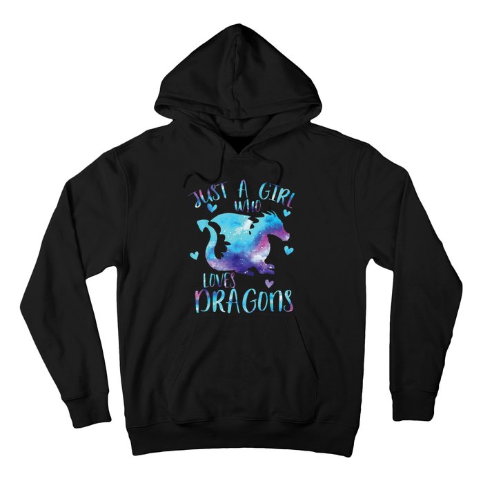 Funny Just A Girlss Who Loves Dragons Galaxy Space Dragon Cute Girlss Hoodie