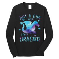 Funny Just A Girlss Who Loves Dragons Galaxy Space Dragon Cute Girlss Long Sleeve Shirt