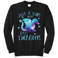 Funny Just A Girlss Who Loves Dragons Galaxy Space Dragon Cute Girlss Sweatshirt