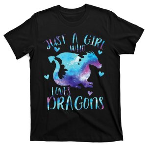 Funny Just A Girlss Who Loves Dragons Galaxy Space Dragon Cute Girlss T-Shirt