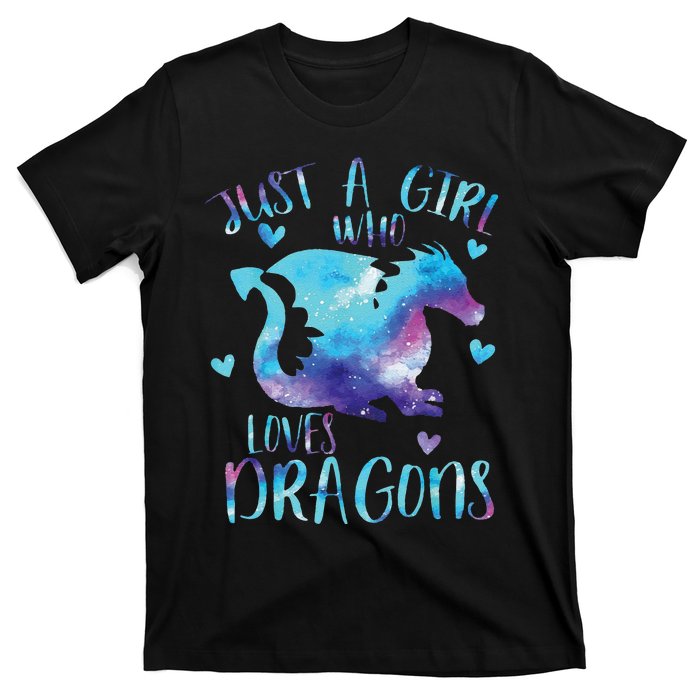 Funny Just A Girlss Who Loves Dragons Galaxy Space Dragon Cute Girlss T-Shirt