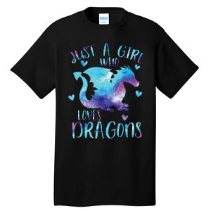 Funny Just A Girlss Who Loves Dragons Galaxy Space Dragon Cute Girlss Tall T-Shirt