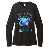 Funny Just A Girlss Who Loves Dragons Galaxy Space Dragon Cute Girlss Womens CVC Long Sleeve Shirt