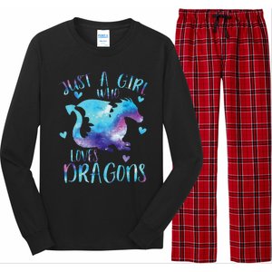 Funny Just A Girlss Who Loves Dragons Galaxy Space Dragon Cute Girlss Long Sleeve Pajama Set