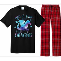 Funny Just A Girlss Who Loves Dragons Galaxy Space Dragon Cute Girlss Pajama Set