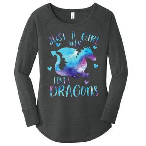 Funny Just A Girlss Who Loves Dragons Galaxy Space Dragon Cute Girlss Women's Perfect Tri Tunic Long Sleeve Shirt