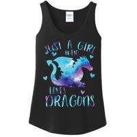 Funny Just A Girlss Who Loves Dragons Galaxy Space Dragon Cute Girlss Ladies Essential Tank