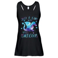 Funny Just A Girlss Who Loves Dragons Galaxy Space Dragon Cute Girlss Ladies Essential Flowy Tank