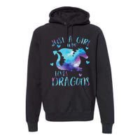 Funny Just A Girlss Who Loves Dragons Galaxy Space Dragon Cute Girlss Premium Hoodie