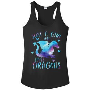 Funny Just A Girlss Who Loves Dragons Galaxy Space Dragon Cute Girlss Ladies PosiCharge Competitor Racerback Tank