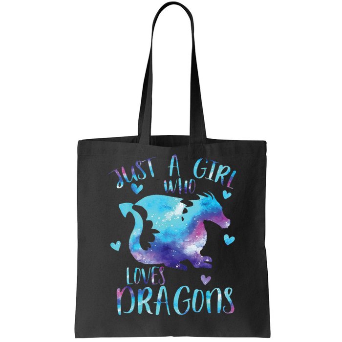 Funny Just A Girlss Who Loves Dragons Galaxy Space Dragon Cute Girlss Tote Bag