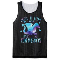 Funny Just A Girlss Who Loves Dragons Galaxy Space Dragon Cute Girlss Mesh Reversible Basketball Jersey Tank