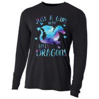 Funny Just A Girlss Who Loves Dragons Galaxy Space Dragon Cute Girlss Cooling Performance Long Sleeve Crew