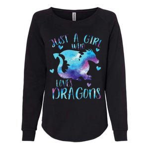 Funny Just A Girlss Who Loves Dragons Galaxy Space Dragon Cute Girlss Womens California Wash Sweatshirt