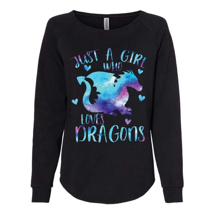 Funny Just A Girlss Who Loves Dragons Galaxy Space Dragon Cute Girlss Womens California Wash Sweatshirt