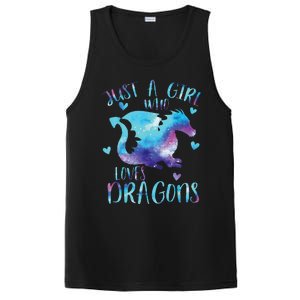 Funny Just A Girlss Who Loves Dragons Galaxy Space Dragon Cute Girlss PosiCharge Competitor Tank