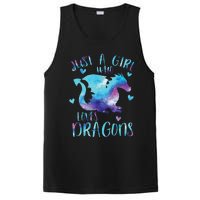 Funny Just A Girlss Who Loves Dragons Galaxy Space Dragon Cute Girlss PosiCharge Competitor Tank