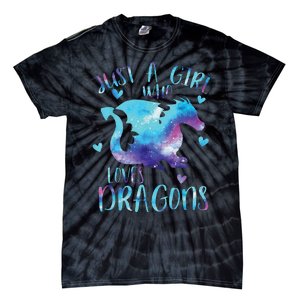 Funny Just A Girlss Who Loves Dragons Galaxy Space Dragon Cute Girlss Tie-Dye T-Shirt