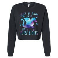 Funny Just A Girlss Who Loves Dragons Galaxy Space Dragon Cute Girlss Cropped Pullover Crew