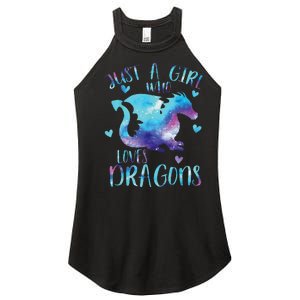 Funny Just A Girlss Who Loves Dragons Galaxy Space Dragon Cute Girlss Women's Perfect Tri Rocker Tank