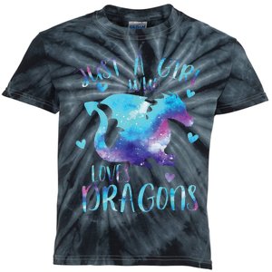 Funny Just A Girlss Who Loves Dragons Galaxy Space Dragon Cute Girlss Kids Tie-Dye T-Shirt