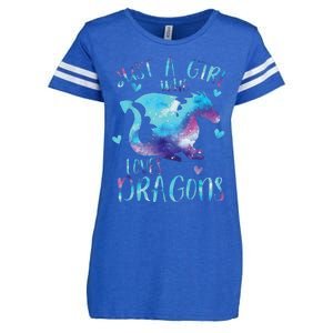 Funny Just A Girlss Who Loves Dragons Galaxy Space Dragon Cute Girlss Enza Ladies Jersey Football T-Shirt