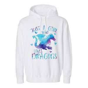 Funny Just A Girlss Who Loves Dragons Galaxy Space Dragon Cute Girlss Garment-Dyed Fleece Hoodie