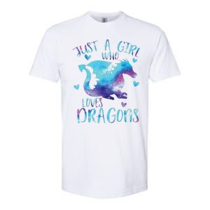 Funny Just A Girlss Who Loves Dragons Galaxy Space Dragon Cute Girlss Softstyle CVC T-Shirt