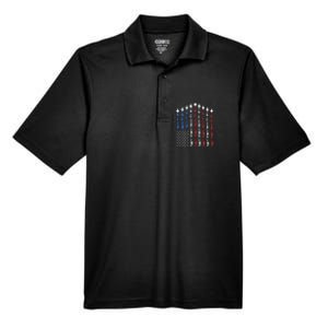 Fighter Jet Airplane Usa Flag 4th Of July Men's Origin Performance Pique Polo