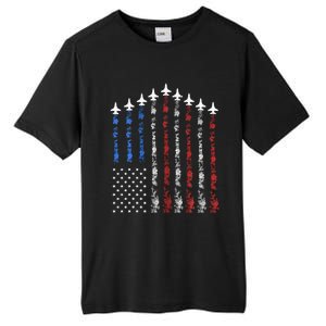 Fighter Jet Airplane Usa Flag 4th Of July Tall Fusion ChromaSoft Performance T-Shirt