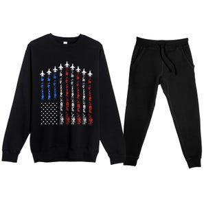 Fighter Jet Airplane Usa Flag 4th Of July Premium Crewneck Sweatsuit Set