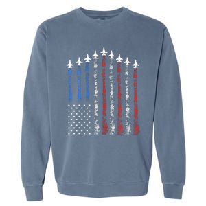 Fighter Jet Airplane Usa Flag 4th Of July Garment-Dyed Sweatshirt