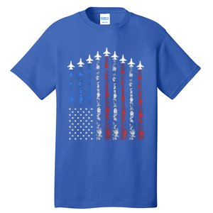 Fighter Jet Airplane Usa Flag 4th Of July Tall T-Shirt